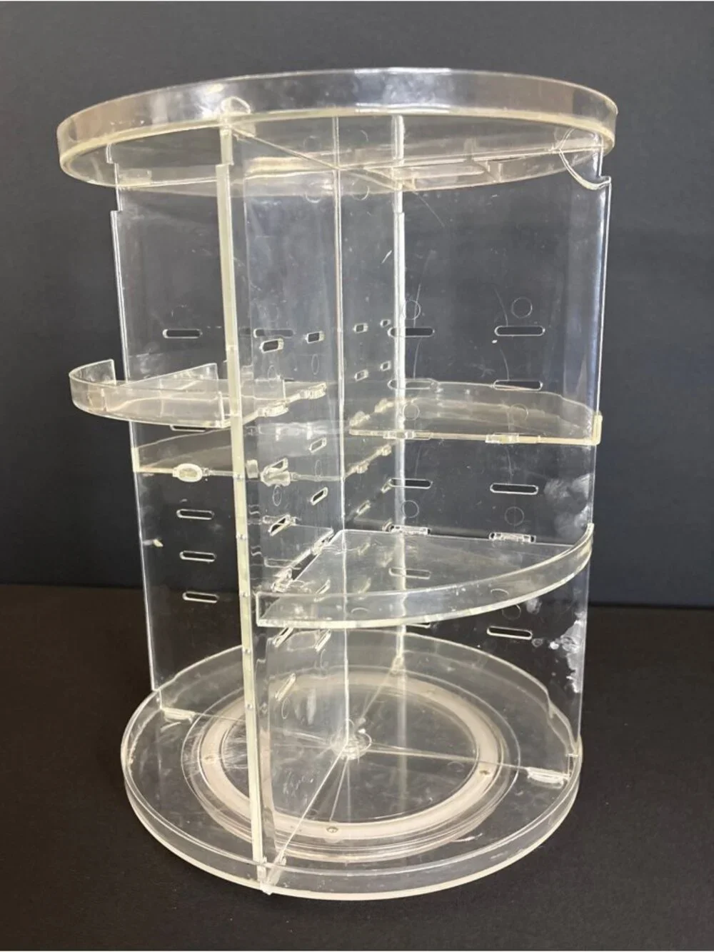 Clear Acrylic Makeup Organizer Storage Carousel With Adjustable Compartments